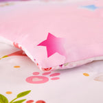 PERFEMET 4 Pieces Toddler Bedding Set Colorful Rainbow Toddler Comforter Set for Girls Pink Blue Purple Tie Dye Kids Bed Set Soft Reversible Star Printed Girl Bed in A Bag (Rainbow Flower, Pink)