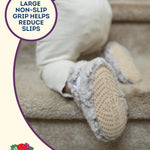 Fruit of the Loom Cozy Thermal Wrap Booties with Non-Slip Grips for Baby & Toddler Girls, Boys, Unisex - Oatmeal Sherpa (12-18 Months)