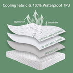 Premium 100% Waterproof Mattress Protector Queen Size, Breathable Bed Cover 3D Air Fabric Cooling Mattress Pad Cover Smooth Soft Noiseless Washable, 8''-21'' Deep Pocket (White)