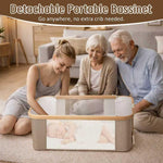 Mariserenity Rocking Baby Bassinet Bedside Sleeper, Detachable Portable Bassinet & Adjustable Crib with 8 Heights, Breathable Mesh, Storage Basket & Mobile Toy for Newborns to Toddlers(Oatmeal)