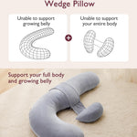Momcozy Pregnancy Pillow, Original F Shaped Maternity Pillow for Pregnant Women with Adjustable Wedge Pillow, Full Body Support Pregnancy Pillows for Side Sleeping with Velvet Cover, Grey