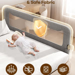 Foldable Bed Rail for Toddlers, 71in Reinforced Carbon Steel Frame&Connectors, Breathable Cationic Fabric - Safety Toddler Bed Rails for Queen, King, Twin, Full, No-Tool Setup.
