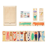Wooden Animal & Career Matching Puzzles for Ages 3+, Chunky Pieces with Storage Box, Montessori Preschool Learning Toy for Fine Motor & Vocabulary, Birthday
