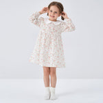 pureborn Toddler Girls Woven Dress Long Sleeve Spring Fall Playwear Dresses White Pink Blooms 2-3 Years