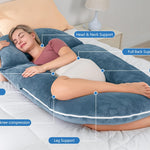 INSEN Pregnancy Pillows, Multi-use Maternity Pillows for Sleeping and Nursing, Sit up Pillow for Adults (Blue)