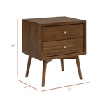 Babyletto Palma 2-Drawer Assembled Nightstand in Natural Walnut, GREENGUARD Gold Certified, Mid-Century Modern Design