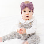 Baby Bling Bows - Newborn to Little Baby Girl Bows, 2 Pack Nylon Super Soft Stretchy Knot Toddler Headbands, Perfect Hair Accessories Head Bands for Infant Kids(Rose Gold & Lilac)