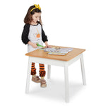 Melissa & Doug Wooden Square Table – Kids Furniture for Playroom (Natural/White)