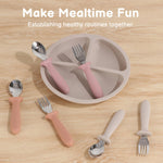 Eascrozn Toddler Spoons and Forks Set, 6 Pack Kids Silverware with Silicone Handle, BPA Free, 18/8 Stainless Steel Children Safe Toddler Utensils, Dishwasher Safe