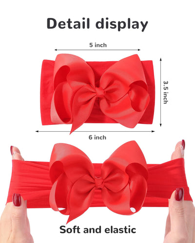 doboi Baby Girl Headbands Set - 20pcs Hair Bows and Nylon Headbands, Big Bows for Infant, Newborn, and Toddler Girls