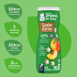 Gerber Baby Snacks, Organic Puffs, Peach, Baby Food, 1.48 Ounce (Pack of 6)