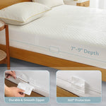 Queen Size Bamboo Rayon Mattress Protector with Zipper - 100% Waterproof Zippered Mattress Cover - Soft & Cooling Noiseless Bed Mattress Covers - Top Removable Mattress Encasement 7-9" Deep