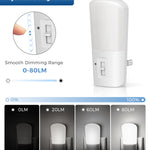 L LOHAS LED Dimmable Night Light[2 Pack], Plug in Night Lights with Dusk to Dawn Sensor, Daylight 5000k from 5-80 LM Brightness Adjustable, Bright Mini Wall Nightlight for Kids Room, Stairway
