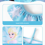 Disney Frozen Elsa Swimsuits for Girls UPF 50+ One Piece Bathing Suits Ruffle One Shoulder Summer Beach Swimwear Blue Quick Dry for Toddler Girls Size 2T