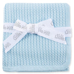 Little Me Baby Boys Blue Cable Knit Swaddling Receiving Blanket, 30 X 27 inches, 100% Cotton Baby Blankets