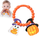 Baby Halloween Teething Toys, Soft Pumpkin & Ghost Textured Silicone Teether for 3-6 6-12 Months, BPA-Free Baby Halloween Teether Toys, Boo Basket Stuffers Sensory Gifts for Infant Boys & Girls
