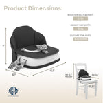 Dream On Me Cozy Pod Baby Booster Seat for 6–36 Months, Portable Travel Booster Chair with 3-Point Safety Harness & 2 Fixing Belts, for Table & Dining, Lightweight Foldable & Easy to Carry - Black