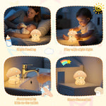 Mushroom Night Light, White Silicone Night Lamp, Touch Control with 30/60 min Dimmble, 3 Brightness Levels, 7 Color Changing, LED Night Lights, USB-C Rechargeable, Gifts for Girls Boys