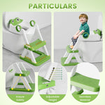 COOSEYA Frog Toilet Seat, Potty Training Seat for Toddler, Upgrade Potty Training 2 in 1 Toddler Toilet Seat for Boys Girls,Waterproof Soft Mat Non-Slip Step Stool