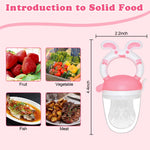 WAJIAYON Baby Fruit Feeder Pacifier | Infant Food Feeder Pacifier & Baby Food Dispensing Spoon | Mesh Fresh Fruit Teethers for Babies | Infant Teething Feeders Shower Gifts for Boys and Girls(Blush)