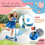 Kick Scooter for Kids 5-7 6-8 Years Age - Solid Metal Anti-Crack Frame&Brake,Height Adjustable,Light Up Two Wheel Toddler Scooter 4 Year Old,Boys Girls Outdoor Kid Child Toy Blue