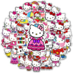 50Pcs Cartoon Hello Kitty Stickers for Kids, Cute Cat Stickers for Teen Girl Adult Water Bottle, Skateboard, Phone, Laptop, Bicycle, Travel Case, Guitar, Helmet (Kt)