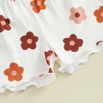 fhutpw Toddler Baby Girls Summer Outfits Daisy Ruffle Short Sleeve T-Shirts Tops Floral Shorts 2Pcs Clothes Set 6M-4T (B Floral White, 18-24 Months)