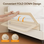 TodiNest Folding Bed Rail for Toddlers, Baby Bed Rail Guard with Reinforced Anchor Safety System, Toddler Bed Rails for King Size Beds, Twin, Full, Queen (Khaki, 71" L x 21.6" H)