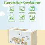 PlanToys® Braille Numbers 1–10 Wooden Montessori Counting and Tactile Learning Toy | Early Math, Sensory Exploration and Inclusive Education Activity | Eco Friendly Educational Number Set