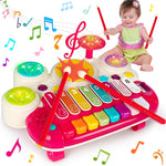 Baby Musical Toys 3 in 1 Piano Keyboard Xylophone Drum Set for 1 Year Old Girls Boys Toys Age 2 Music Instrument Learning Toys Toddlers 1-3 0-2 First Birthday Gift Infant Baby Toys 6 9 12 18 Month