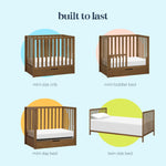 Carter's by Davinci Colby 4-in-1 Convertible Mini Crib with Trundle Drawer in Walnut, Greenguard Gold Certified, Undercrib Storage