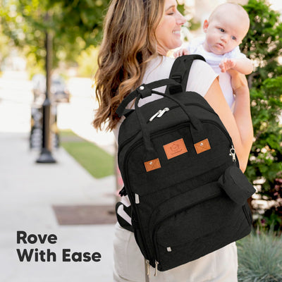 KeaBabies Diaper Bag Backpack - Large Baby Diaper Bag with Changing Pad, Baby Boy, Girl, Travel Backpack for Mom and Dad, Waterproof, Multi Function Durable (Trendy Black)