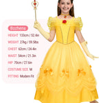 Spooktacular Creations Halloween Kids Yellow Princess Costume, Princess Corwn Dress Up Set for Girl, Off Shoulder Dress for Toddler Halloween, Birthday, Cosplay Party (Small, 5-7 yrs)