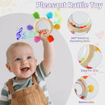 VTECHOLOGY Baby Teething Rings Toys for 0-6 6-12 Months Baby Rattle Teether Sensory Toys for Babies 0-24Months Silicone Teether Relief Chew Soothing Sore Gums for Newborn Infant Essentials BPA Free