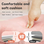 FaiPue Storage Ottoman, Folding Ottoman Foot Rest Stool with Thicker Furry Padded Seat. Soft Fur Small Ottoman Bench with Storage for Bedroom Living Room, Holds Up to 300 lbs, 17x13x13IN (Pink)