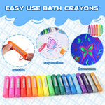 Bath Crayons, 18 Pack Bathtub Crayons Bath Crayon for toddlers & kids, 2 Cleaning sponges, Nontoxic Safe for Children Washable Bath Markers, Twistable Sticks Draw Smoothly on Tub Walls Bathtime Fun