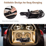 BABY JOY Baby Stroller, 2 in 1 Convertible Carriage Bassinet to Stroller, Pushchair with Foot Cover, Cup Holder, Large Storage Space, Wheels Suspension, 5-Point Harness (Light Coffee)