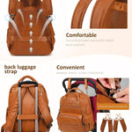 ROSEGIN Premium Vegan Leather Diaper Bag Backpack with Waterproof Changing Pad, Reinforced Zippers & Odor-Free, 20 Pockets Pro Organizer, Fits 15.6" Laptop, Stroller Straps, Baby Bag for Mom, Brown