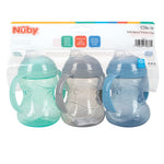 Nuby 3 Piece No-Spill Grip N’ Sip Cup with Soft Flex Spout, 2 Handle with Clik It Lock Feature, Neutral,10 Ounce