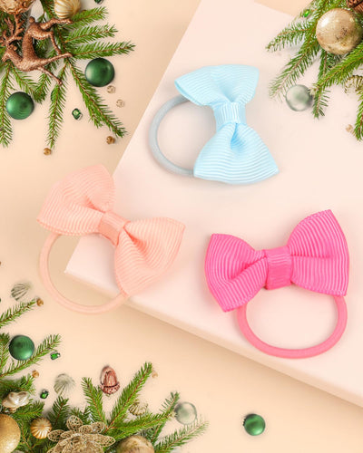 LALAURA 40pcs 1.6 Inches Baby Hair Ties with Bows Elastics Ponytail Holders Baby Bows Tiny Rubber Ribbon Hair Bands For Baby Girls Infants Hair Accessories