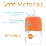 PopYum 5 oz Orange Anti-Colic Formula Making/Mixing/Dispenser Baby Bottles, 2-Pack with #1 Slow Flow Nipples, 150 ml, BPA-Free, Natural Latch