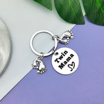Twins Mama Gifts Twin Mom Gifts Keychain Baby Twin Gifts Twin Boy Mom Gifts Pregnancy Gifts for New Mom Twin Girls Mom Gifts Jewelry Baby Shower Announcement Gift Mother's Day Gift for Twin Mom