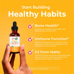 MaryRuth Organics Vitamin D3 | Vitamin K2 | Vitamin D3 K2 Drops | K2 D3 Vitamin Liquid Supplement for Toddlers | Kids Supplement for Calcium Absorption Strong Bones | Vegan | Gluten Free | 1 Fl Oz