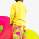 RUGGEDBUTTS Boys UPF50+ Stretch Swim Trunks - Neon Squeeze The Day, 3-6m