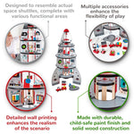 Hape Four Stage Toddler Rocket Ship Playset | A Wooden Spaceship Toy with Real Life Space Shuttle Designs