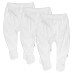 HonestBaby unisex baby 3-pack Organic Cotton Footed Harem Pants, Bright White, Preemie US