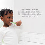 Ubbi Toddler Training Toothbrush Set, Soft Bristled & Gentle Manual Toothbrushes for Baby, Green Zest & Smoothie Purple