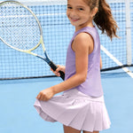 PATPAT Girls 2 Piece Tennis Skirt Set Size 5-6 Purple Tank Tops and Purple Skort Athletic Sets Sleeveless Tops + High Waisted Pleated Skort 2 Piece Outfits Girls Clothes Summer Outfits Activewear