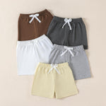 5-Pack Baby Shorts, Soft Cotton Bow Tie Detail Elastic Waist Infant Shorts in 5 Colors