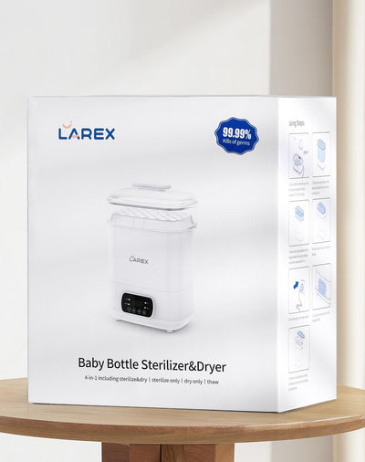 LAREX Baby Bottle Sterilizer and Dryer, 4-in-1 Electric Steam Bottle Sterilizer and Dryer Esterilizador de Biberones, Bottle Sanitizer for Baby Bottles, Pacifiers, Pump Accessories